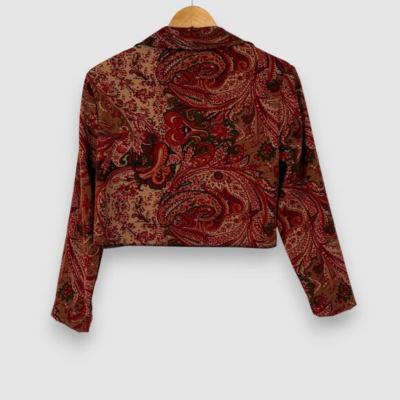 Y2k Vintage Briggs New York Petite Paisley Button-Up Cropped Jacket Size PS - Picture 2 of 5